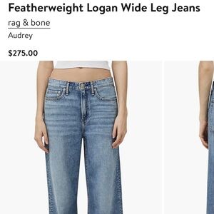 Rag & Bone Logan Low-Rise wide leg in the color Lily in size 28